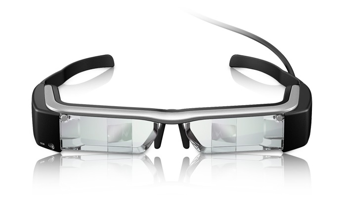 The Epson BT-300 smart glasses can be worn over regular glasses and come with an OLED display. Source: Epson   